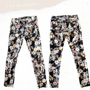 7 for all mankind floral skinny jeans jean pants 26